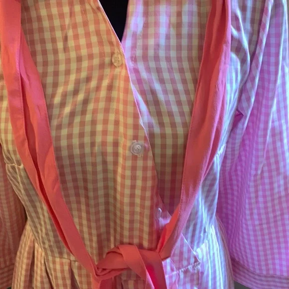 🌹Elegant Maxi Pink & White Long Sleeve Long Shirt Dress with Bow - Picture 8 of 10